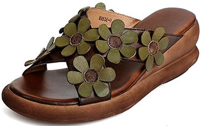Amazon Co Jp Patypeetyミュール クロス ウェッジサンダル 花 歩きやすい 大きいサイズ 厚底 本革 幅広 レトロ 歩きやすい 美脚 安定 スリッパ サンダル レディース 夏 厚底 つっかけ 足が痛くならない ビーチサンダル 服 ファッション小物