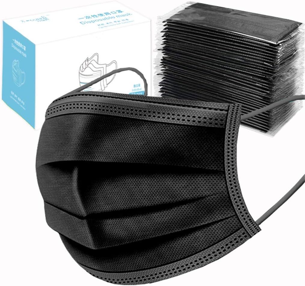 Anti Pollution Breathable Mask - 50pcs Disposable Particulate Respirator Face Mask Dust Breathing Mask Activated Carbon Dustproof PM2.5 Foggy Haze Respirator - 4 Layers/Individually Wrapped (Black)