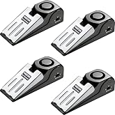 POCKETLOCK Door Stop Alarm with 120 dB Siren &ndash; Portable Travel Door Stopper Alarm Wedge for Hotel, Apartment &amp; Dorm Security &ndash; Battery-Operated, Black, 4-Pack