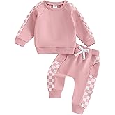 Toddler Baby Girl Clothes Contrast Color Fall Winter Outfit Long Sleeve Sweatshirts and Pants Newborn Infant Set