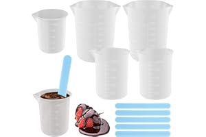 12 Pcs Silicone Cups for Melting Chocolate, Silicone Chocolate Melting Cup Set with 6 Silicones Measuring Cups (100ml, 250ml 