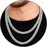 CaptainSteeL Cuban Link Chain for Men Stainless Steel Necklace with Gift Box(5/9mm Width，18/20/22/24in Length，Sliver/18K Gold Plated Chain Two Color)