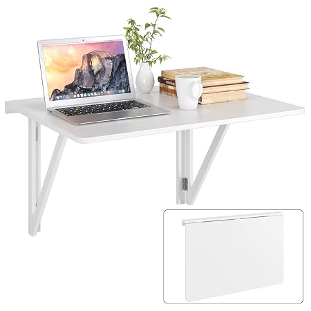 Pkkobouy Tavolo A Muro Pieghevole 80x60 Cm Bianco Con 2