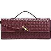 AWUXINE Handmade Woven Evening Bag for Women Casual Clutch Purse Leather Shoulder Handbag Fashion Crossbody Bag