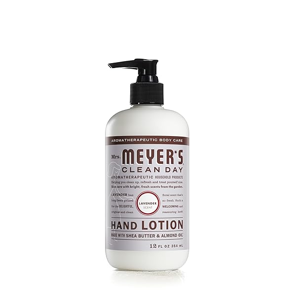 MRS. MEYER’S CLEAN DAY HAND LOTION FOR DRY HANDS, NON-GREASY MOISTURIZER MADE WITH ESSENTIAL OILS, LAVENDER, 12 OZ