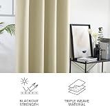Deconovo Room Darkening Curtains Beige 2 Panels 42 x 95 Eyelet Ring Top view 8