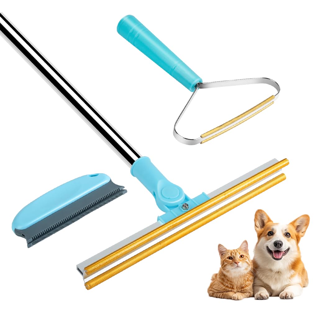 Photo 1 of Bolfie 3 in 1 Carpet Rake for Pet Hair Removal, Tool Set of 3, 55” Long Handle Carpet Pet Hair Removal Carpet Scraper Dog Cat Hair Remover for Sofa, Couch, Car, Rug