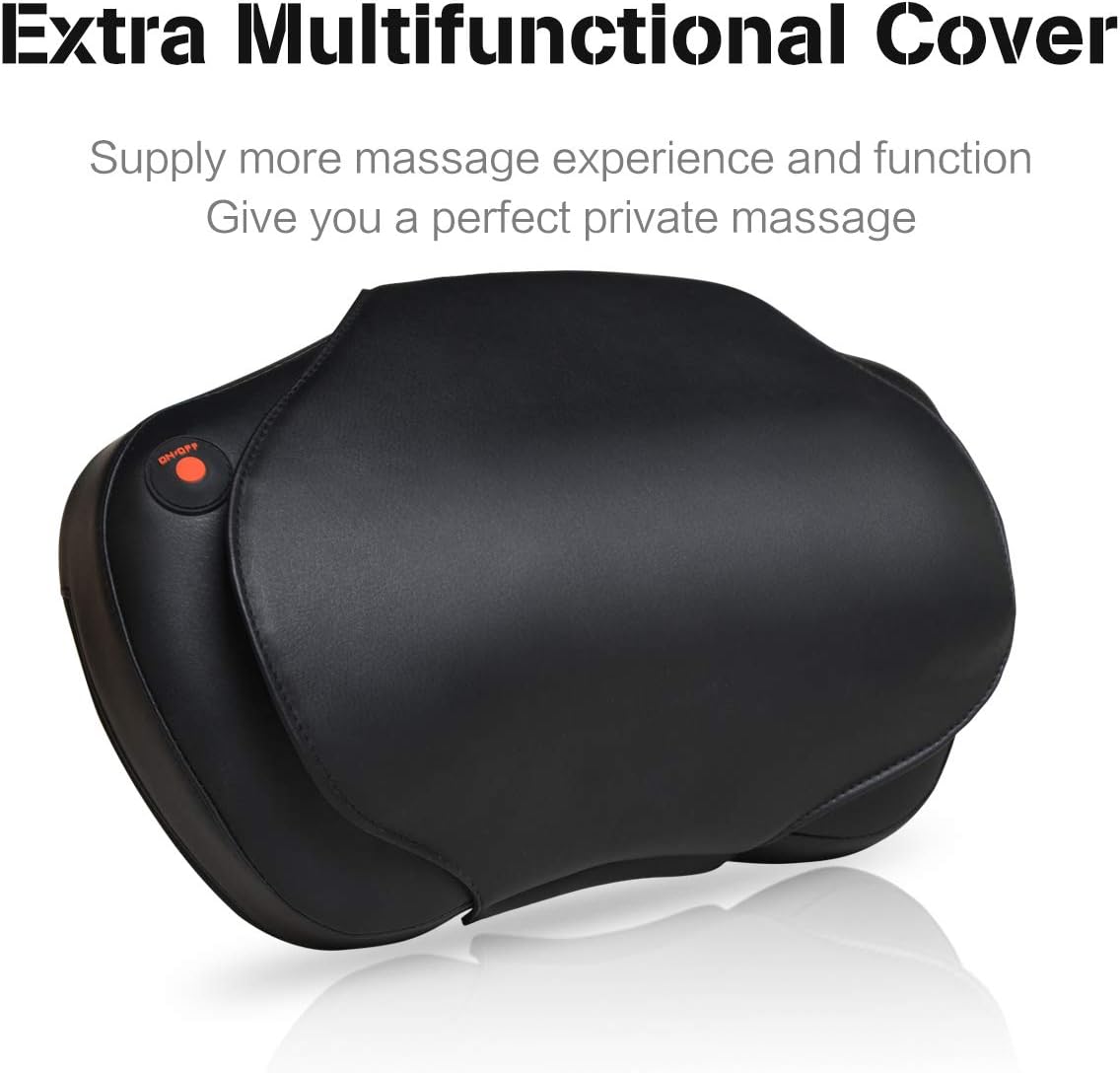 Shiatsu Neck and Back Massager - 8 Heated Rollers Kneading Massage Pillow for Shoulders, Lower Back, Calf, Legs, Foot - Relaxation Gifts for Men, Women - Shoulder and Neck Massager Present for Wife: Health & Personal Care
