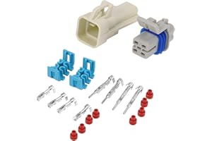 A ABSOPRO 4 Pin Oxygen Sensor Connector 1.5mm Series O2 Male Female Plug for GM Plastic Aluminum Alloy Gray Beige 1 Set