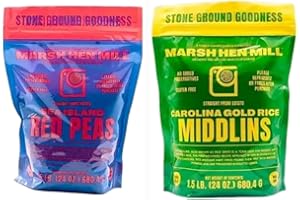 GENERIC Marsh Hen Mill Red Peas & Carolina Gold Rice Middlins – Southern Hoppin’ John 2-Pack, Stone Ground & Gluten-Free, 1.5 lb Bags – Heirloom Lowcountry Staples