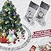 WEWILL 36'' Luxury Snowman Christmas Tree Skirt Silvery White Embroidered Snowflake with Satin Border Xmas Mat Party Supplies Decorations