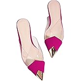 OYOANGLE Women's Metallic Transparent PVC Pointed Toe Flat Shoes Slip On Casual Outdoor Flat Mules