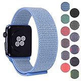 Pantheon Woven Nylon Replacement Apple Watch Band by, Sport Loop Edition, For Men or Women, Strap fits the 38mm or 42mm Apple iWatch, Compatible Series 1, 2, 3, Nike … (Royal Blue, 38mm)