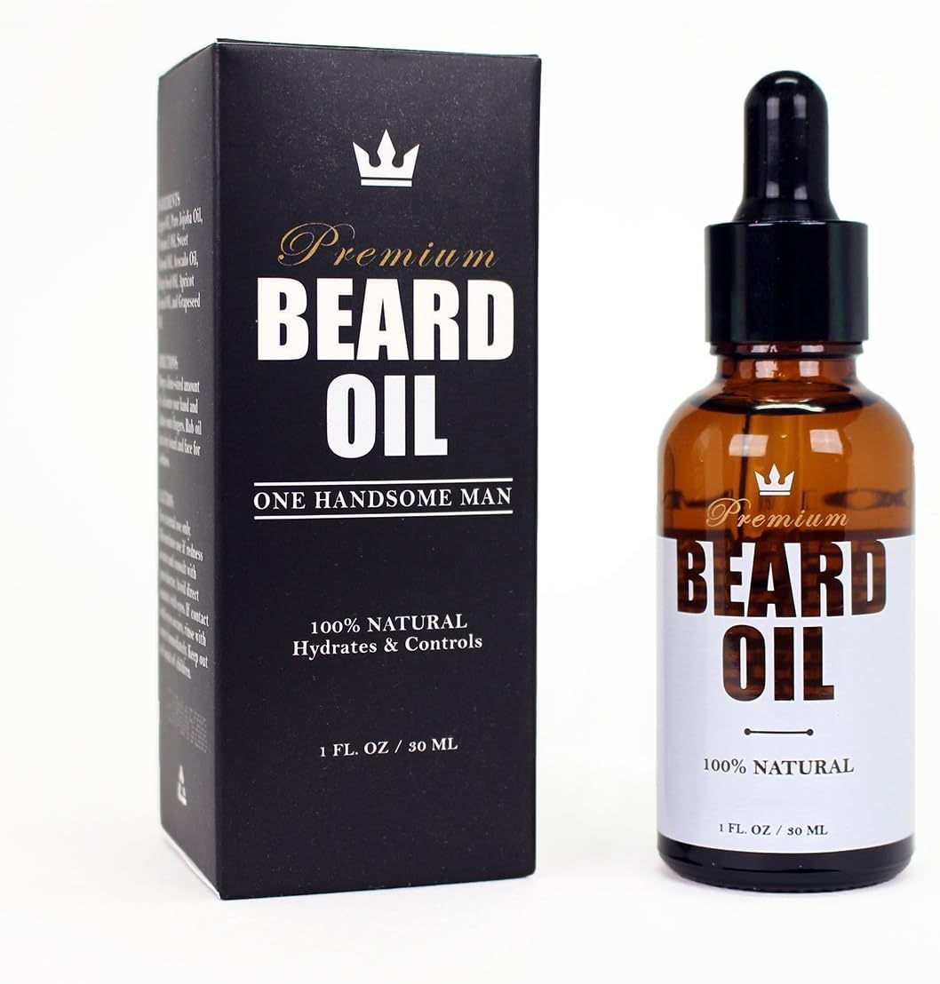 Premium Beard Oil by One Handsome Man - Softens, Thickens, and Helps Beard Growth - Beard Softener For Men that is Made from Organic Ingredients like Argan Oil and Jojoba Oil
