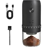 Electric Coffee Grinder, Portable Coffee Bean Grinder with Conical Ceramic Burr, USB-C Rechargeable Espresso Grinder with Adjustable Coarseness &amp; Auto Shut-Off, Grinder for Travel Camping Office Home