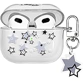 AIIEKZ Compatible with AirPods 3 Case Cover 2021, Kawaii Clear Soft TPU Case with Cute Star Keychain for AirPods 3rd Generation Case for Girls Women (Airpods 3)