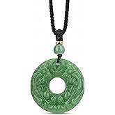 TBAKPU Faux Jade Pixiu Double-Sided Carved Pendant Necklace - Feng Shui Lucky Amulet for Men & Women, Adjustable Cord