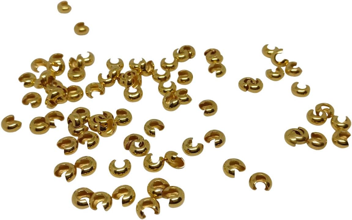 Aumni Crafts Jewellery Making Brass Crimp Bead Covers 5mm Curved Gold Color (Pack of 100 Pieces)