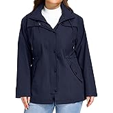 SaphiRose Women's Plus Size Rain Jacket Waterproof Rain Coat Lightweight Windbreaker Raincoats with Hood