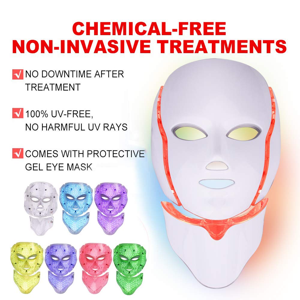 Download Amazon Com Led Colorful Face Mask Neck Mask Yofuly 7 Colors Professional Facial Machine For Home Use Skin Care Beauty PSD Mockup Templates