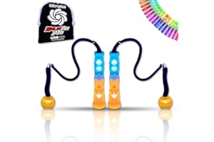 UltraPoi HelixPoi Pro Set – Rechargeable LED Poi w/ 50+ Color Modes – Spinning Light Flow Toys w/LED Knob Handles, Soft Cases & Adjustable Leashes – Visual Poi for Rave, Parties & Performance