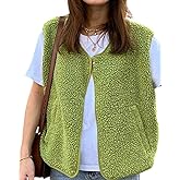colarat Women's Sherpa Fleece Vest Sleeveless Button Down Fuzzy Faux Shearling Jackets Gilet Outwear with Pockets