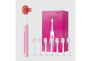 BABONIR Sonic Electric Toothbrush with 8 Brush Heads for Adults & Kids 3+, Type-C Rechargeable Toothbrush with Cover Cap, 5 Adjustable Modes, SmarTimer, IPX7 Waterproof, One Charge for 180 Days, Light Pink
