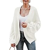 Cakulo Womens 2024 Oversized Chunky Cardigan Sweaters Fall Fashion Open Front Knit Long Sleeve Cardigans White M