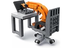 WOWOBONTOY Working Shrimp Man Building Blocks Set, 155PCS Mini Stressed Burnout Shrimp Figure Model Kit with Computer Setup, 