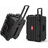 Regetek Waterproof Hard Case,27 x 20 x 13 Inch, Equipment Rolling Hard Case with Foam/Wheels/Retractable Handle for camera, Drone,tool, electronics,Shockproof, TSA Friendly, Inner 21.6"X 14.6"X10.2"