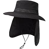 Oversized XL XXL Men's UV 50 Waterproof Packable Mesh Neck Flap Sun Fishing Hat Bucket Bonnie Hiking