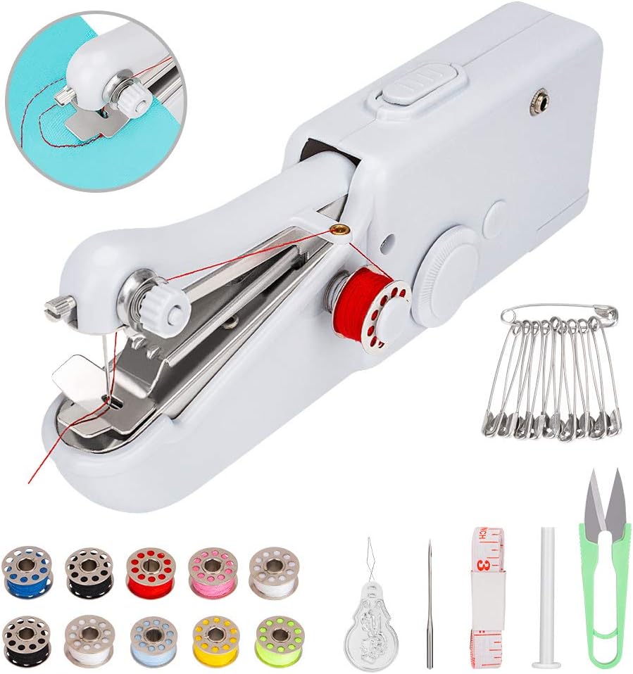 Coquimbo Handheld Sewing Machine with Sewing Basic Accessiores, Mini Electric Sewing Machine Quick Handy Stitch for Home and Travel Use