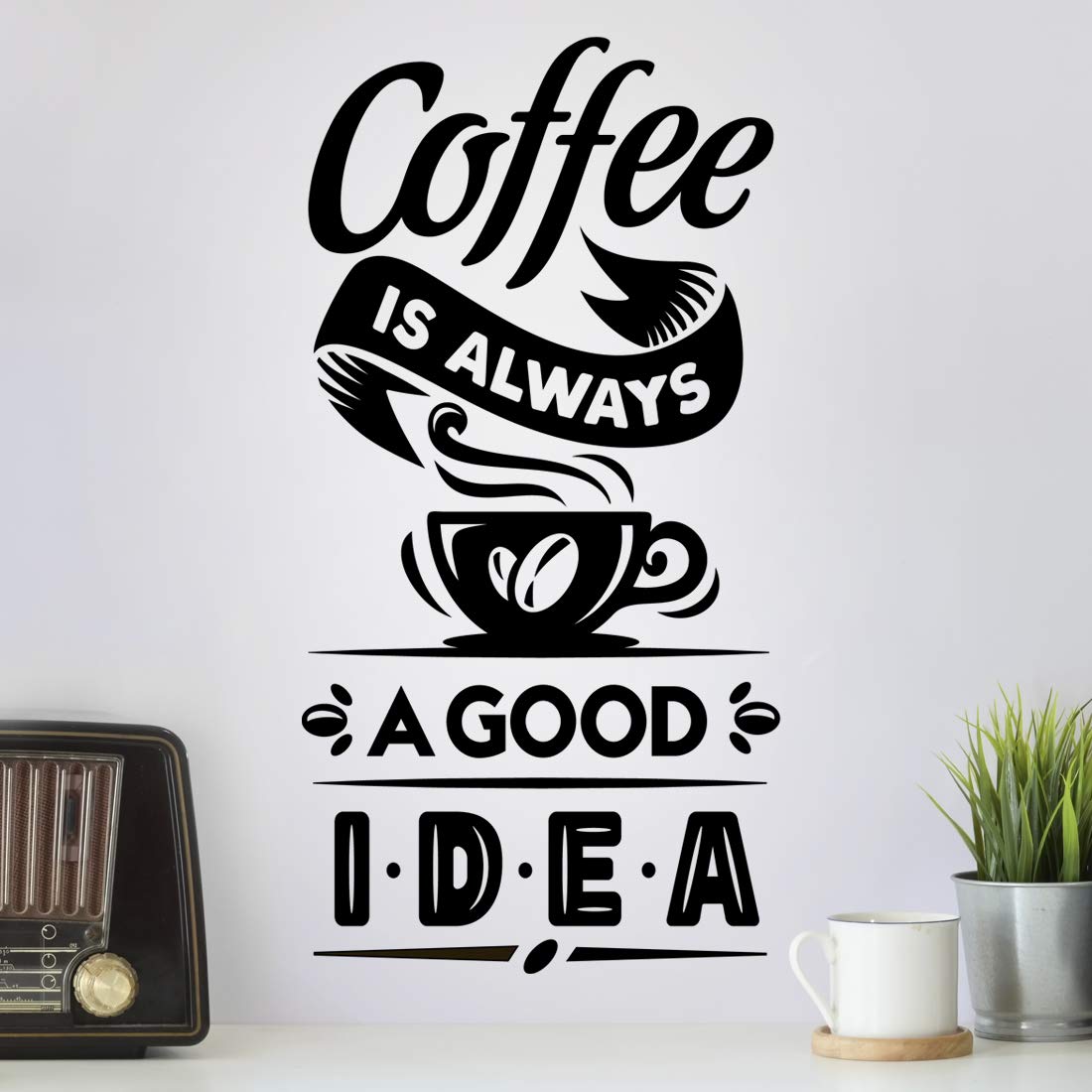 Coffee Good idea Sticker Wall Art Kitchen Vinyl Stickers Cafe Sign Door Decor Shop Window Lettering Decal Glass Signs Decals Poster plaques Cup Pub transfers Windows Mural Cups Retro Quotes Takeaway