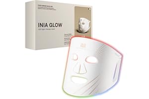 INIA Red Light Therapy Mask for Face, Glow LED Contour Face Mask with Near-Infrared Red Light (NIR), Portable, Rechargeable and Ergonomic Design for True Anti-Aging Skincare at Home and Travel (White)
