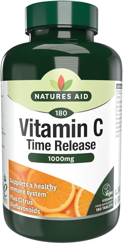 Natures Aid Vitamin C 1000mg Time Release with Bioflavonoids - 180 Tablets