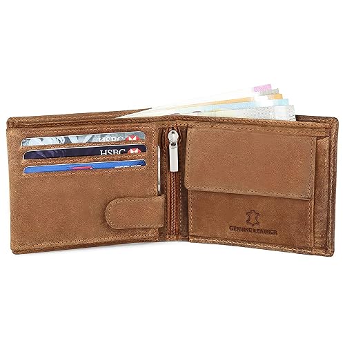 WildHorn Men's Classic Genuine Leather Wallet - Hunter Blue, 9 Card Slots + Zippered Compartment - View #8
