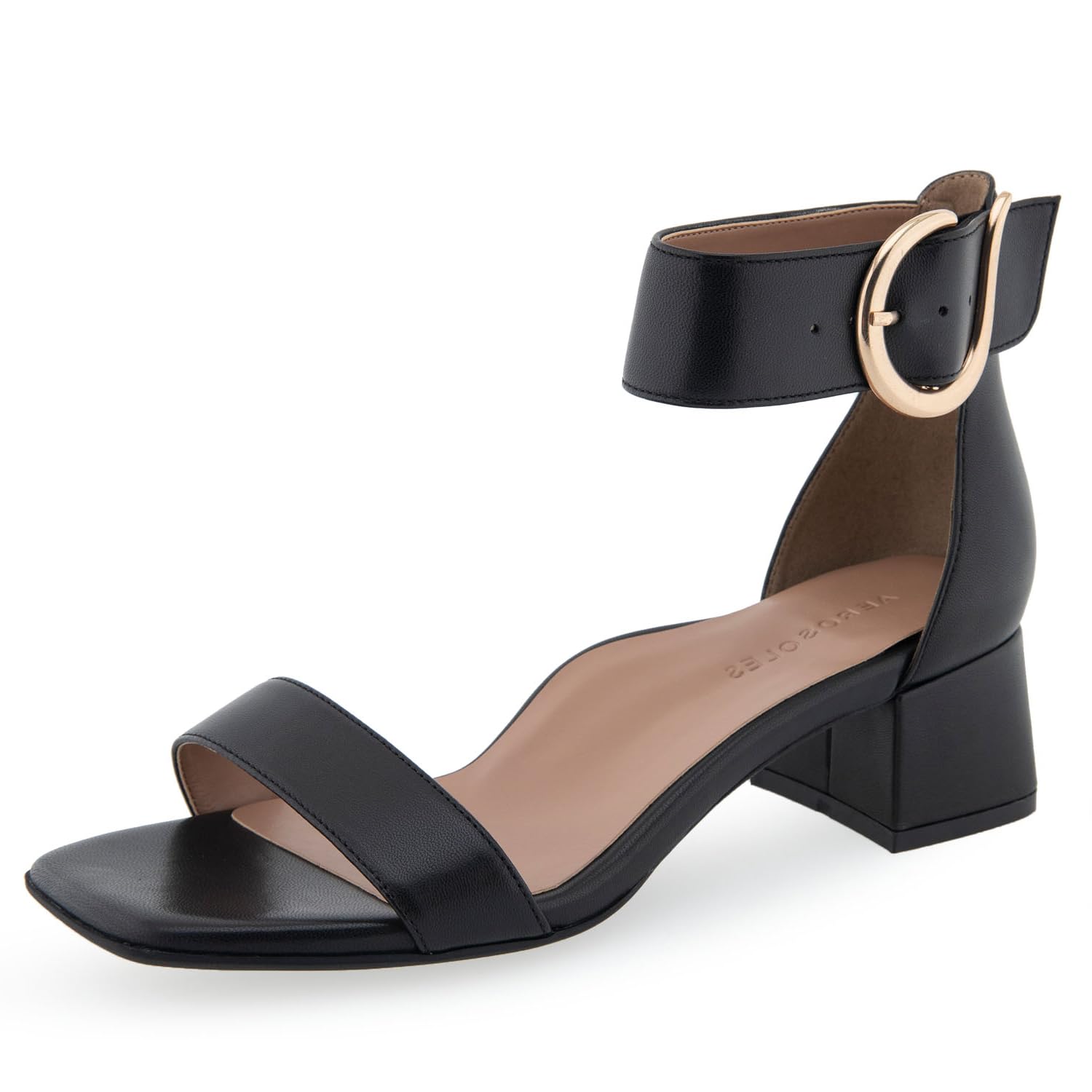 Aerosoles Women’s Eliza Heeled Sandal, Black Leather, 5.5