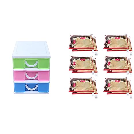 Kuber Industries Plastic Three Layer Drawer Storage Cabinet Box