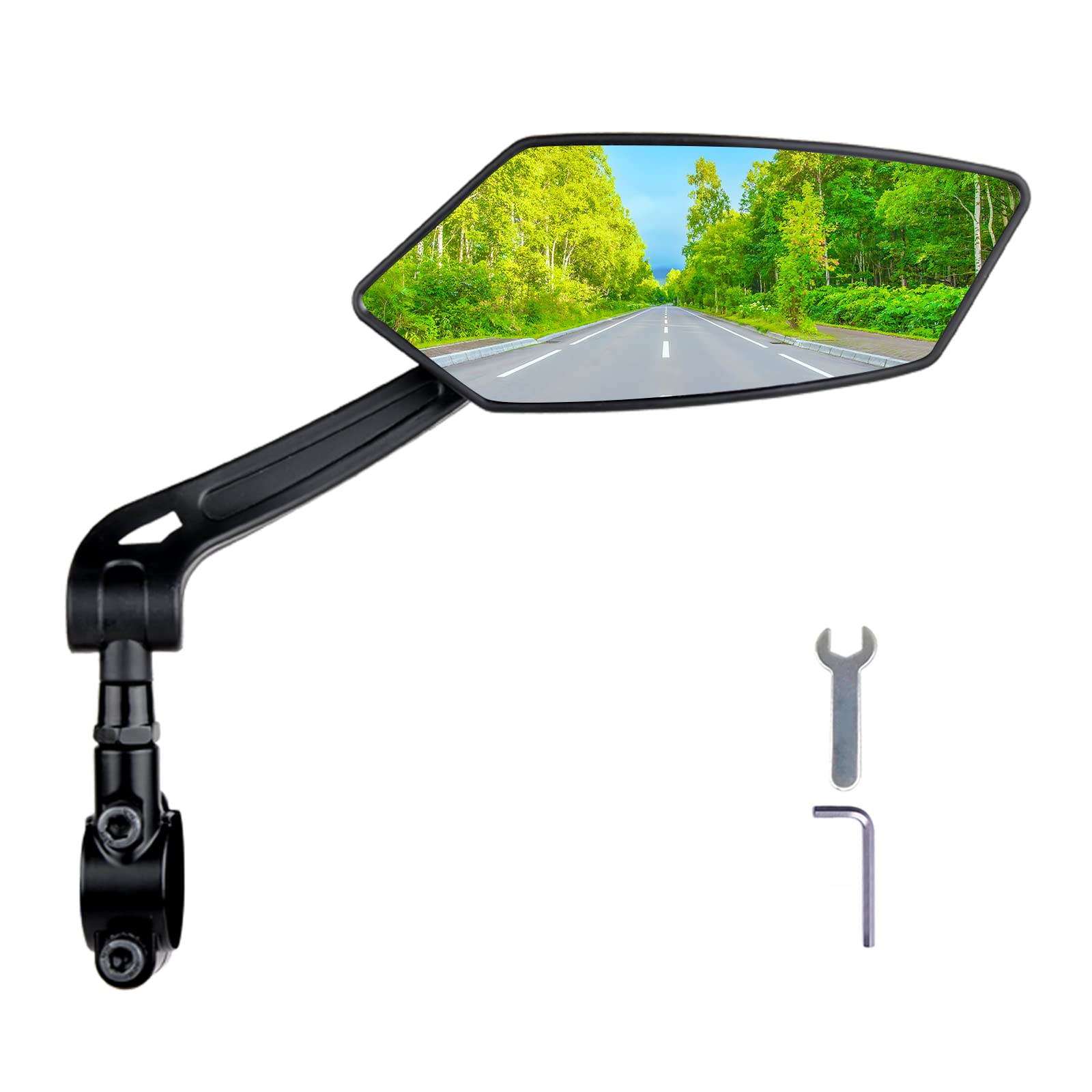 RBRL Bike Mirror, 360°Rotatable Adjustable Wide Angle Cycling Rear View Mirror, Shockproof Convex HD Safe Mirror Universal for Mountain Road Bike