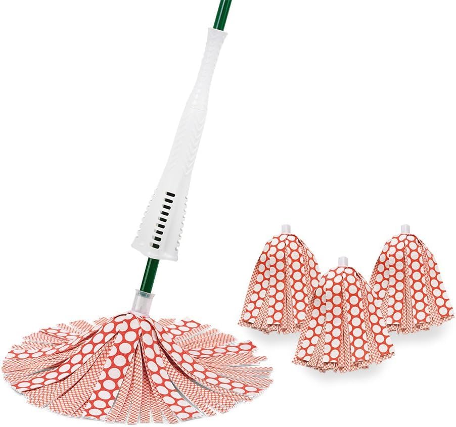 Libman Wonder Mop & Refills Kit – for Tough Messes and Powerful Cleanup – Easy to Wring, Long Handled Wet Mop for Hardwood, Tile, Laminate. Includes Three Replacement Heads, Machine Washable, 62 Inch
