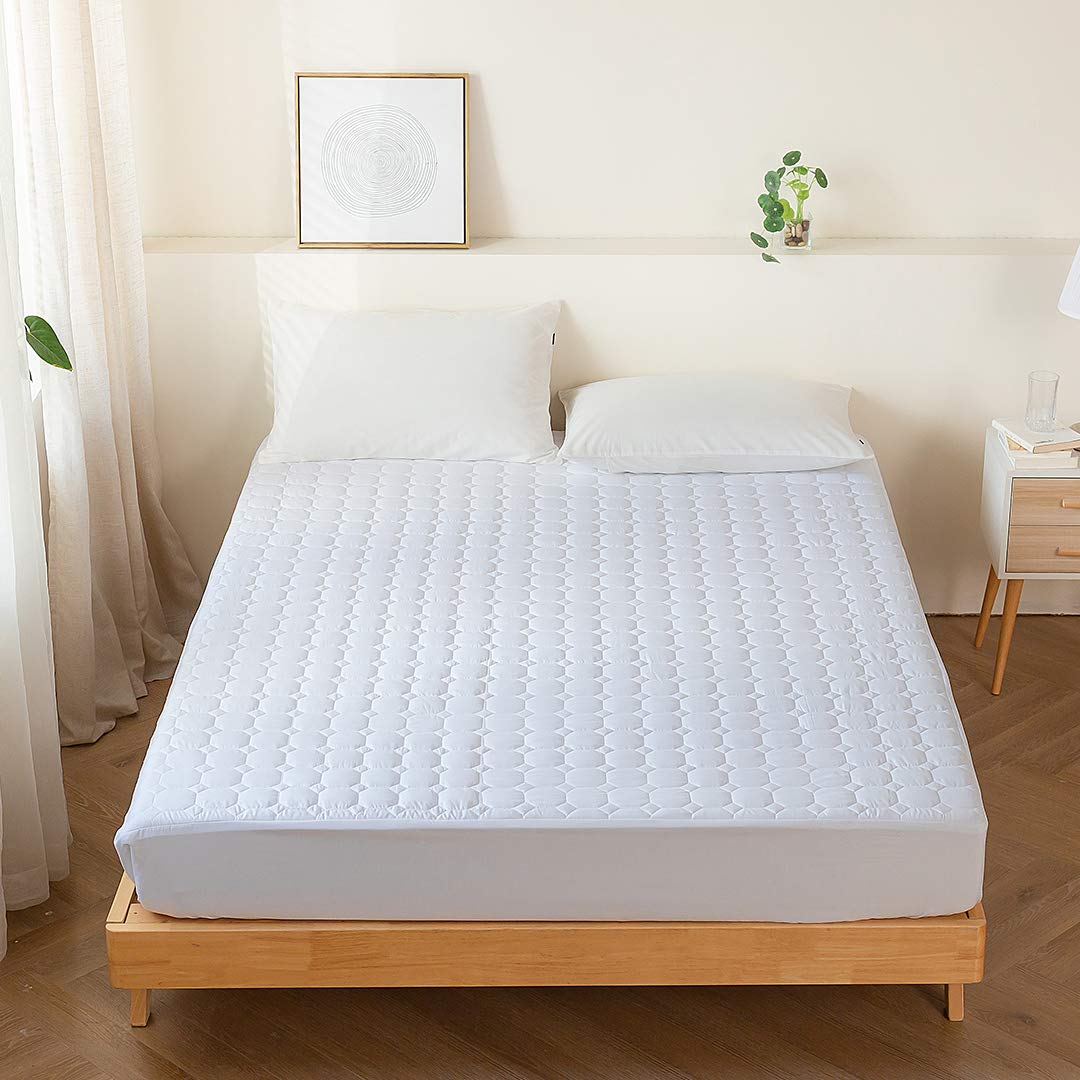 Good Nite Mattress Protector Quilted Mattress Topper Mattress Cover Pads 25cm Deep Machine Washable (White, Super King 182x200cm)