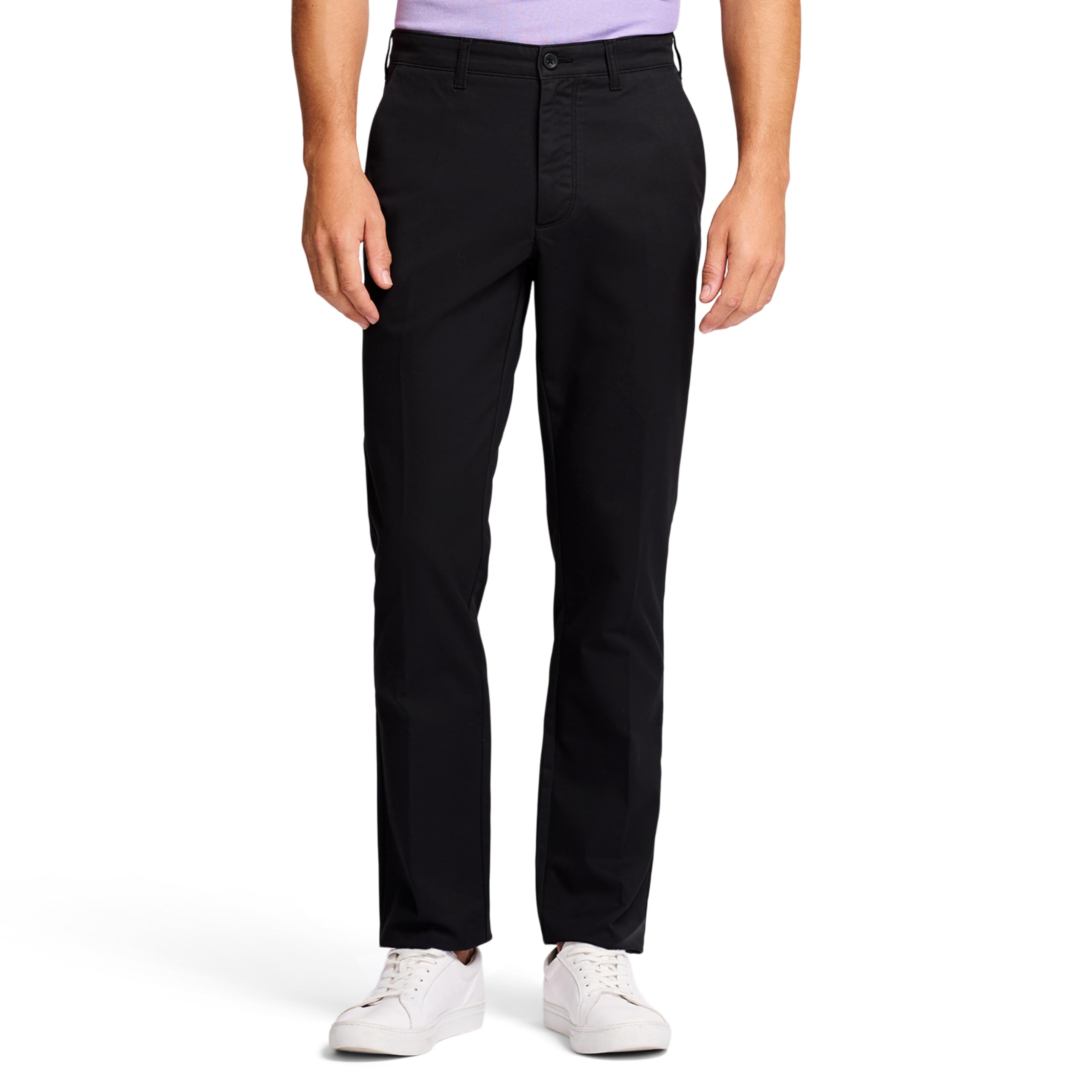 Photo 1 of IZOD Mens Performance Stretch Straight Fit Flat Front Chino Casual Pants, Black, 36W X 29L US