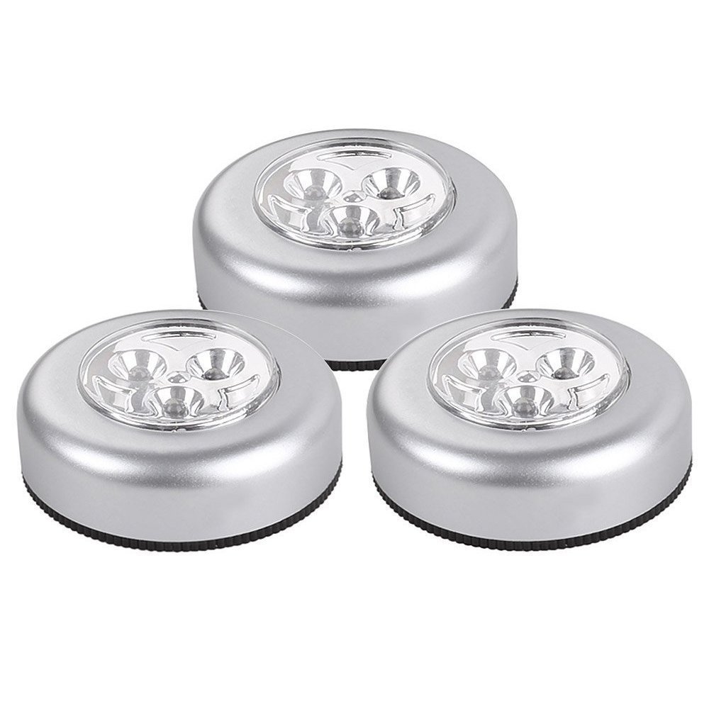 Veewon LED Battery-Powered Wireless Night Light Stick Tap Touch Lamp Lights for Cabinet Kitchen Cupboard Garage - 3 Pack