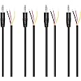 RIIEYOCA Replacement 3.5mm Male Plug to Bare Wire Open End 1/8" TRS 3 Pole Stereo Audio Cable for Audio Equipment Installed or Earphone Microphone Cable Repair,1M(4 Pack)