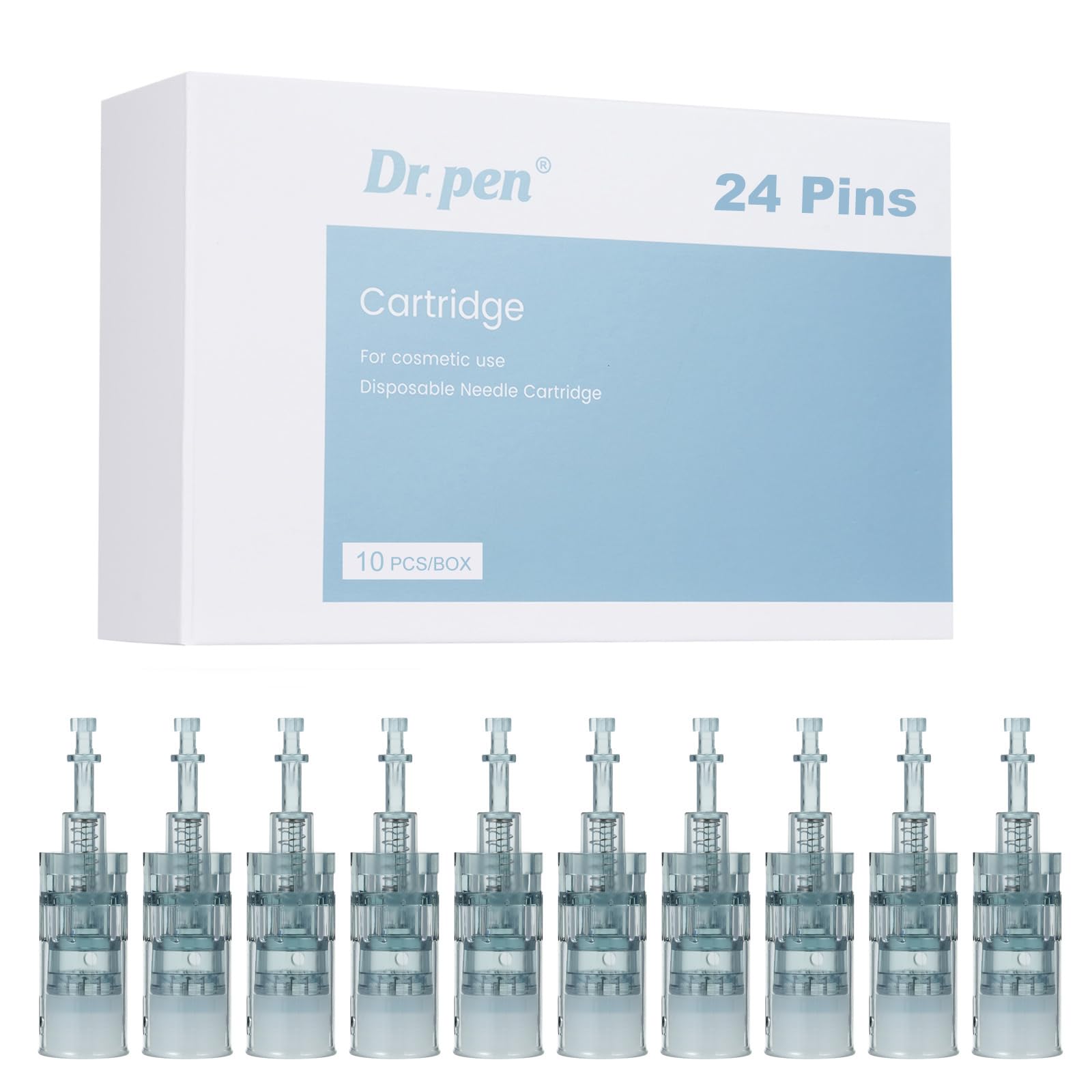 Dr.pen M8/M7S Cartridges 24 Pins, 10Pcs Dr.pen Replacement Cartridges for Microneedling Pen M8/M7S Model, Authentic Disposable Microneedling Cartridges (24 Pins, 10Pcs)