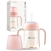 MOYUUM Leak-Proof PPSU Magic Sippy Cup for Baby &amp; Toddlers, 360&deg; Flexible Silicone Straw, Spill-Proof Anti-Reflux Design, Lightweight &amp; Travel Friendly | Made in Korea &ndash; 6oz, Pink