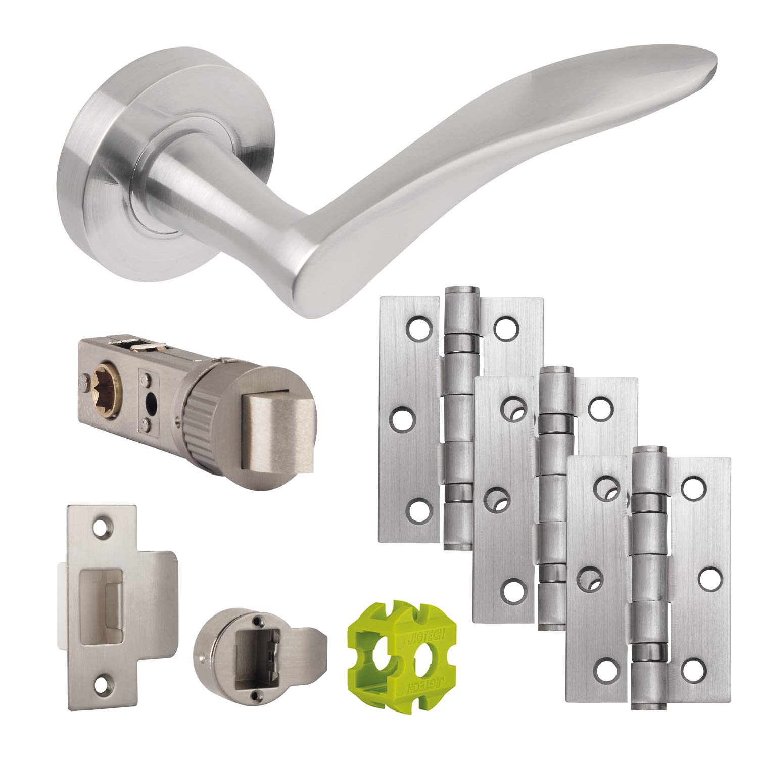 Jigtech JTB72220 Vecta Door Pack-Latch, Satin Chrome,57mm