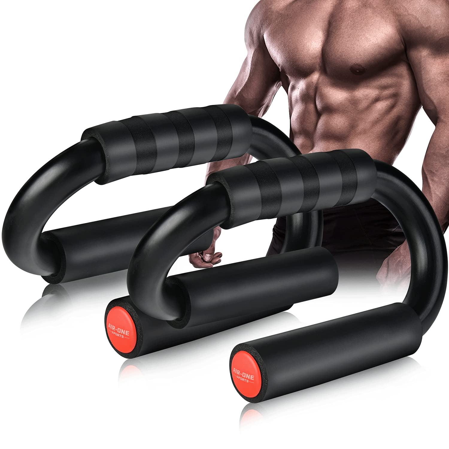 AIR-ONE SPORTS Push Up Handles Fitness Equipment - XL, 270kg, Extra Thick Non-Slip Foam Grip, Perfect Push Up Bar for Home Gym Accessories and Strength Training Equipment