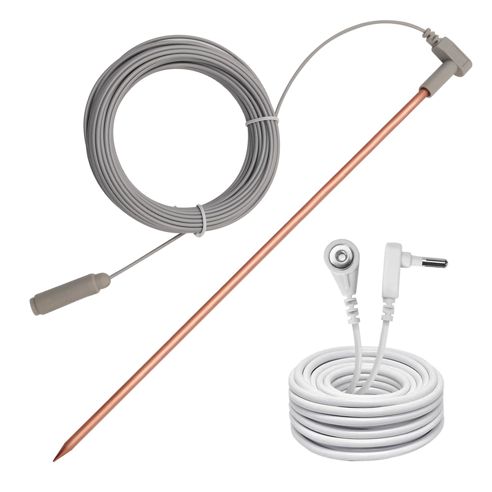 Photo 1 of Copper Grounding Rod with 40ft Female Ground Cord, Portable Ground Rod Kit,Great for Grounded Earth Connected Products, Easy to Use with Grounding Mat, Grounding Sheet, Pillowcase, Blankets(1 Pack)