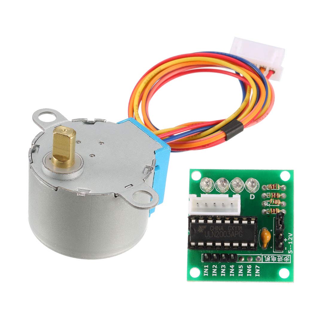 sourcing map DC 5V Micro Stepper Motor 28BYJ-48 With 5V ULN2003 Drive Test Module Board 5 Line 4 Phase